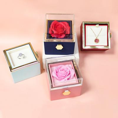 1PC Eternal Rose Creative Design Marriage Proposal Preserved Flower Valentine's Day Jewelry Box