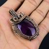 Amethyst Pendant Gemstone Jewelry, 999 Copper Wire Wrapped Pendant, Gift For Women Handmade Pendant