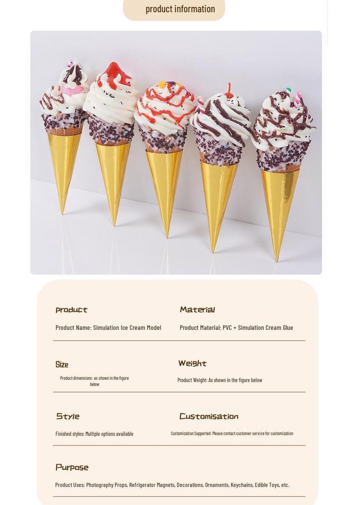 Simulation Hot Milk Treasure Ice Cream Cone Toy Decoration
