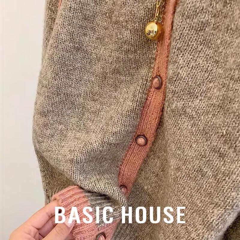 Basic House Women's Color Block V-Neck Knit Top