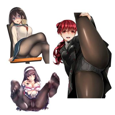 Tri Koshki KCS222 Anime Girl Calze nere Legwear Sexy Hentai Adesivo per auto Decalcomanie Adesivo su auto Laptop Bagaglio Bicicletta