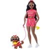 Barbie Doll Matching Styling Doll and Puppy Stripes