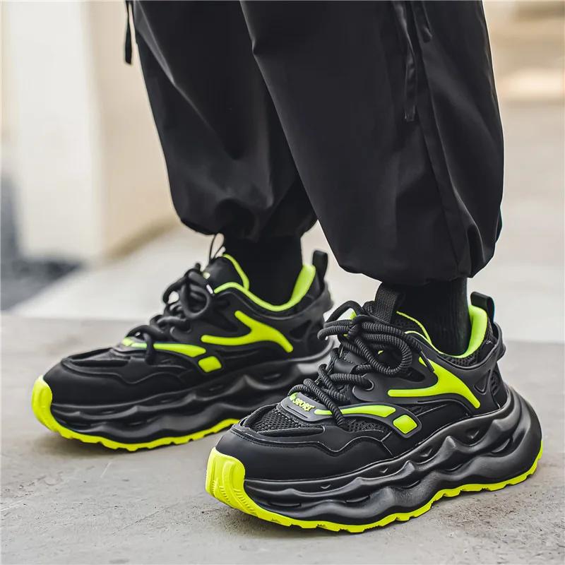 New Exquisite Men's Sneakers Thick Soled Height Increasing Casual Shoes with Breathable and Comfortable Mesh for Running