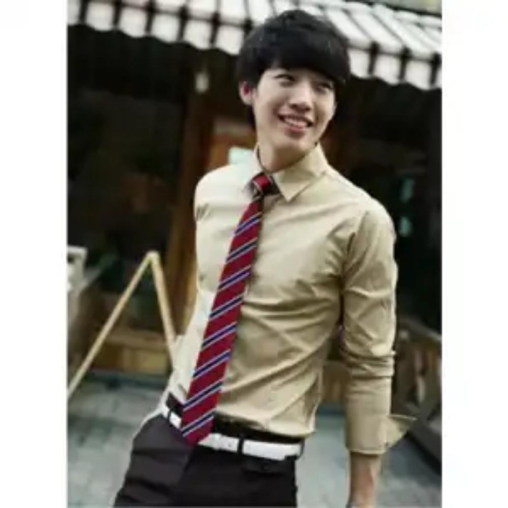 New Spring and Autumn Fashion Leisure Business Simple Polo Collar Long Sleeve Solid Color Slim Fit Men's Inch Shirt