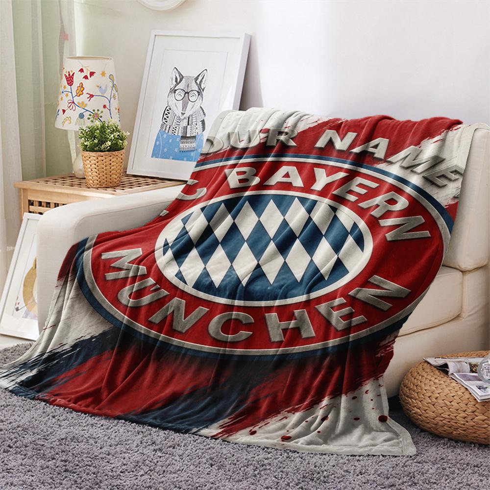 1 Stück Benutzerdefinierter Name FC Bayern München Gemustert Flanelldecke Geeignet für Alle Jahreszeiten für Heimdekoration Wärme und Komfort Geschenke Feiertagsgeschenk_xia 80cm x 120cm gray
