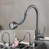 Black Kitchen Faucet Single Handle Hot and Cold Water Kitchen Sink Taps Basin Mixer with 360° rotating Adapter Gray