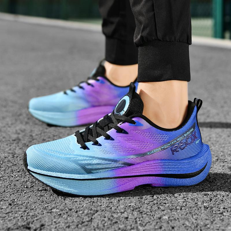 Popcorn large-sized sports shoes, ultra-light and breathable carbon fiber board running shoes, new men's cushioned and anti-slip running shoes