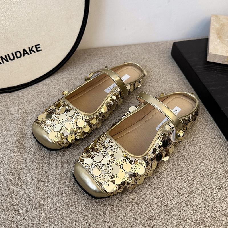Fashion Glitter Slides Shoes Woman 2024 Slippers Flat Low Female Mule Pantofle Cover Toe Jelly Mules New PU Bling Crystal Rubber Rome Ho