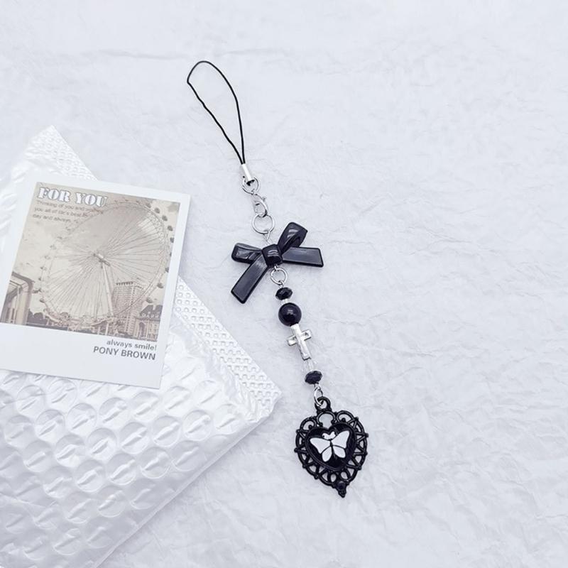 Bowknot Heart Cross Flower Phone Charm Straps Keys Hanging Pendants Bag Decor