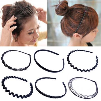 Men Women Fashion Metal/Plastic Elastic Wavy Hair Accessories Wave HOOP 1PC Hair Band Sports