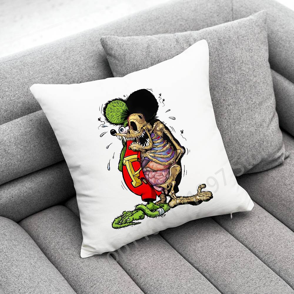 Rat F-Fink Throw Pillow Case For 30x30cm 40x40cm 45x45cm 50x50cm 55x55cm Square Sofa Pillowcase Shell