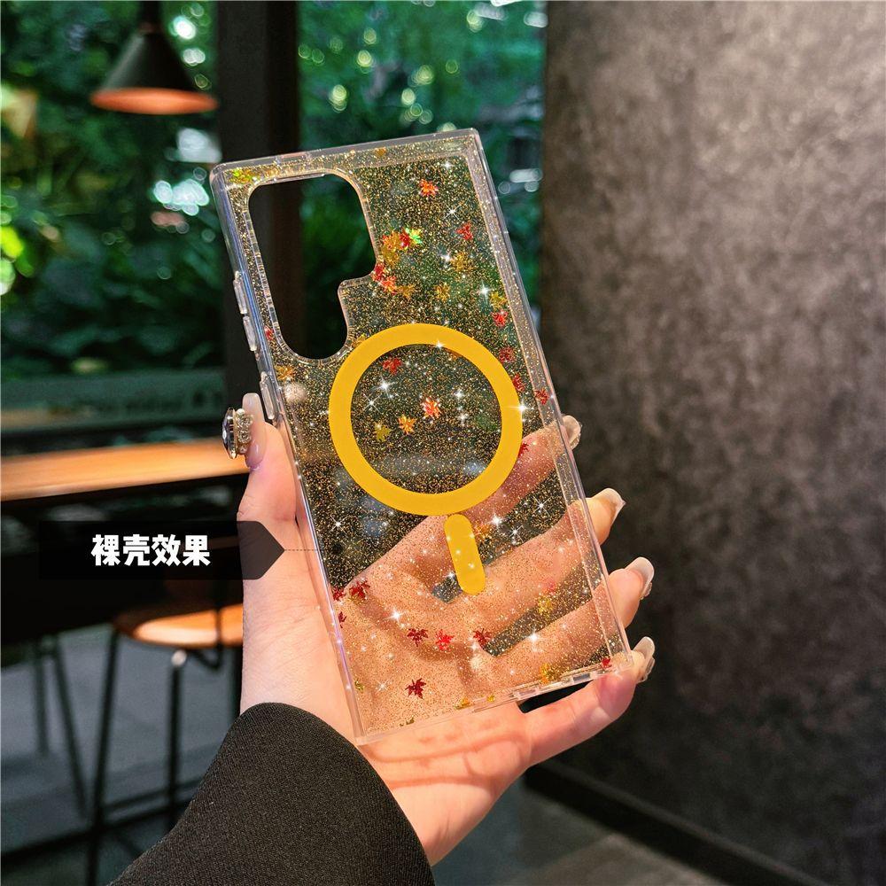 Suitable for Samsung S25ultra Mobile Phone Case High End S25edge Laser Flower S24 Flash Powder Transparent Shell Anti Fall