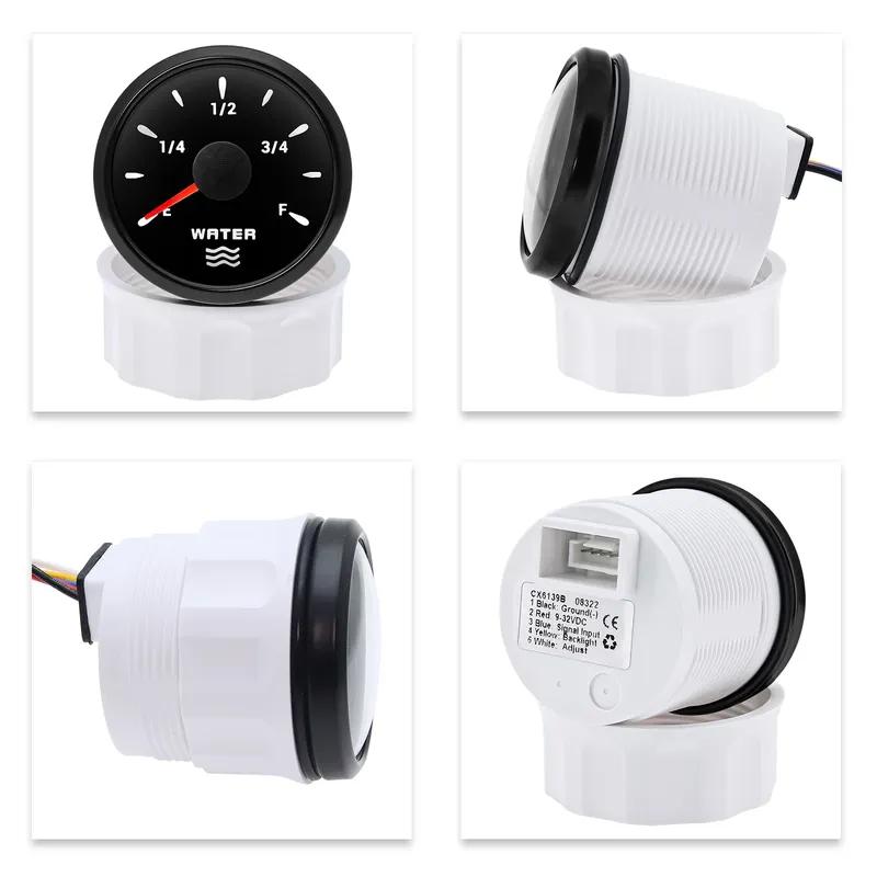 Waterproof 2"52mm Water Level Gauge 0-190ohm Water Level Sensor 100~575mm Custom 7 Color Water Tank Meter Indicator Car Boat