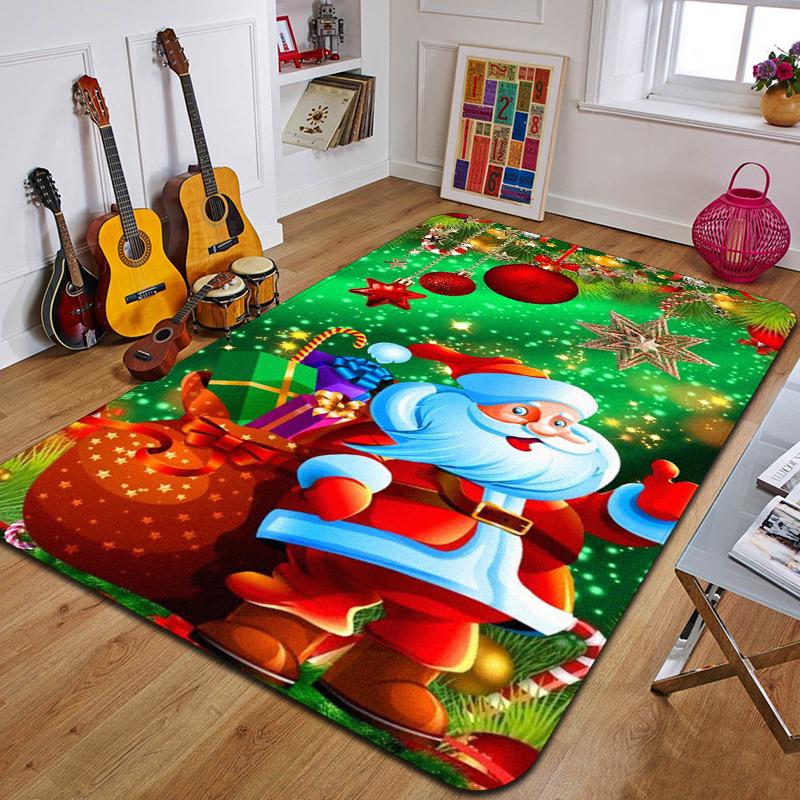 Weihnachtsmann Teppich bedruckte Eingangsfußmatte Wohnzimmer Schlafzimmer Badezimmer rutschfester Teppich Heimdekorative Bodenmatte Neujahrsgeschenk