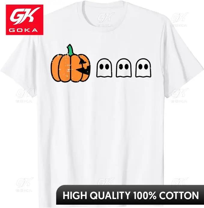 Halloween Gamer Pumpkin Eating Ghost Costume Unisex Boys Kids TShirt Gifts Short Sleeve Blouses Cool GOKA Tee Graphic Outfits S
