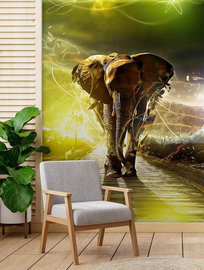 Wallpaper Neon Elephant Animal