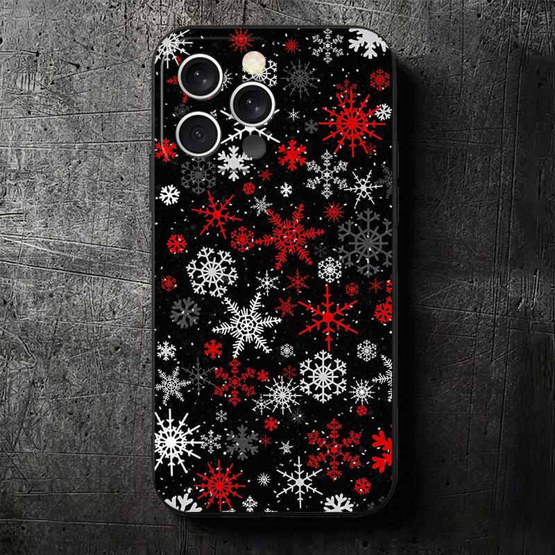 Snow Snowflake Winter Cold Soft Phone Case for iPhone 16 16E 17 Air 15 Pro Max 14 Plus 13 Mini 11 12 7 Black Cover Back Shell