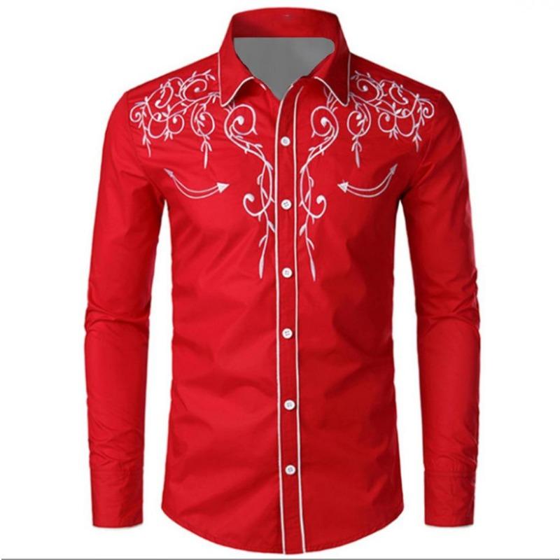 

Мужская одежда Весна Осень Рубашка с длинным рукавом Мужская Повседневная Рубашка с 3D цифровым принтом Большого размера Топы XL красный