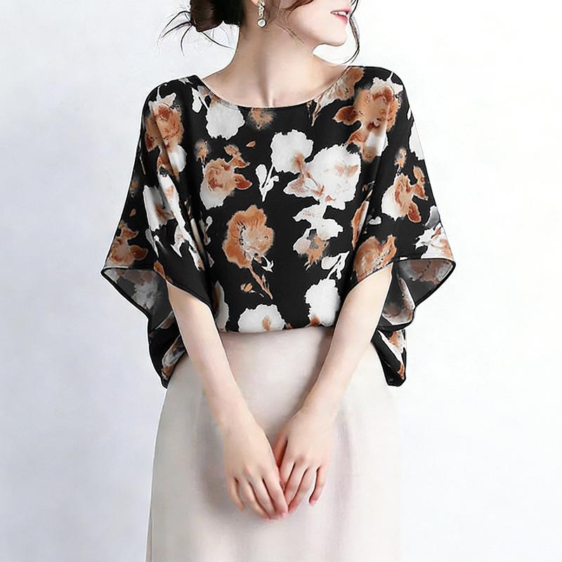 ZANZEA Women Casual Round Neck Half Sleeve Loose Floral Blouse