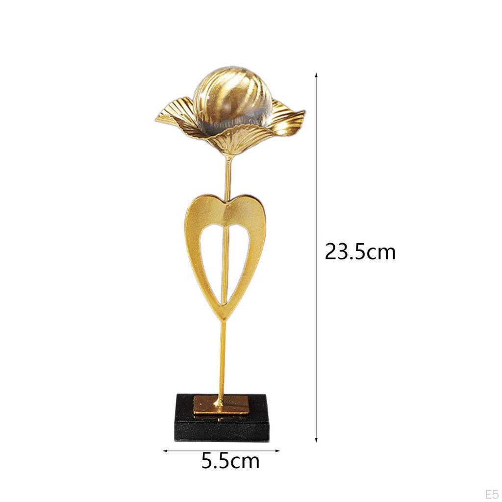 Ball Ornament Figurine Metal Leaf Statue Accent Home Cabinet Sculpture Desktop Figure for Living