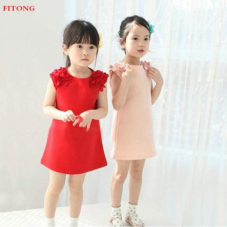 terbklf Toddler Kids Baby Girl Floral Decoration Solid Sleeveless Mini Dress Casual Princess Party Dress Sundress terbklf Toddler Kids Baby Girl Floral Decoration Solid Sleeveless Mini Dress Casual Princess Party Dress Sundress