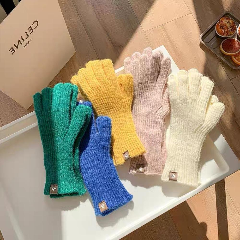 

Woolen Long Wrist Gloves Thicken Touch Screen Gloves Fashion Full Finger Gloves Riding