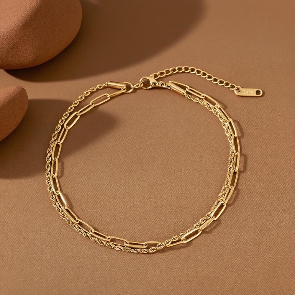 2025 Women's Titanium Steel Anklet – Light Luxury, 18K Gold-Plated, Fade-Resistant