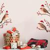 1PC Three Birds in Santa Hats Window Stickers Christmas Theme Red Berry Branches Decorative Wall Stickers for Glass and Window