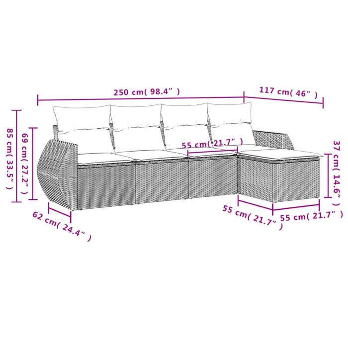 VidaXL Garden Lounge Set with Cushions 5 Pcs, Patio Sofas, Patio Furniture Set, Outdoor Furniture, Grey 3221289