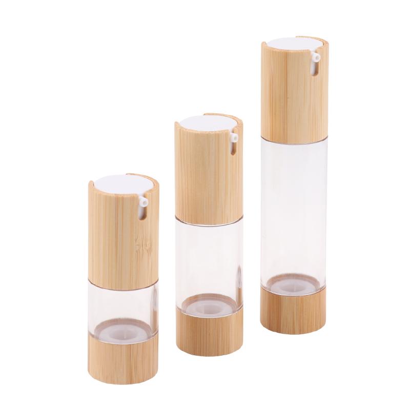 Leere 15 ml 30 ml 50 ml Bambus Airless Vakuum-Pumpflasche für Make-up-Creme Serum Lotion Hautpflege Viole Kosmetikbehälter