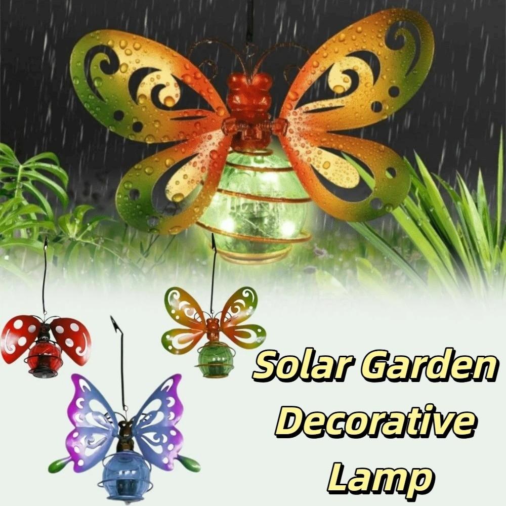 Auto On/Off Solar Butterfly Lantern 7-8H Lighting 8H Lighting Hanging Lantern Butterfly Design Waterproof Metal Lamp Patio
