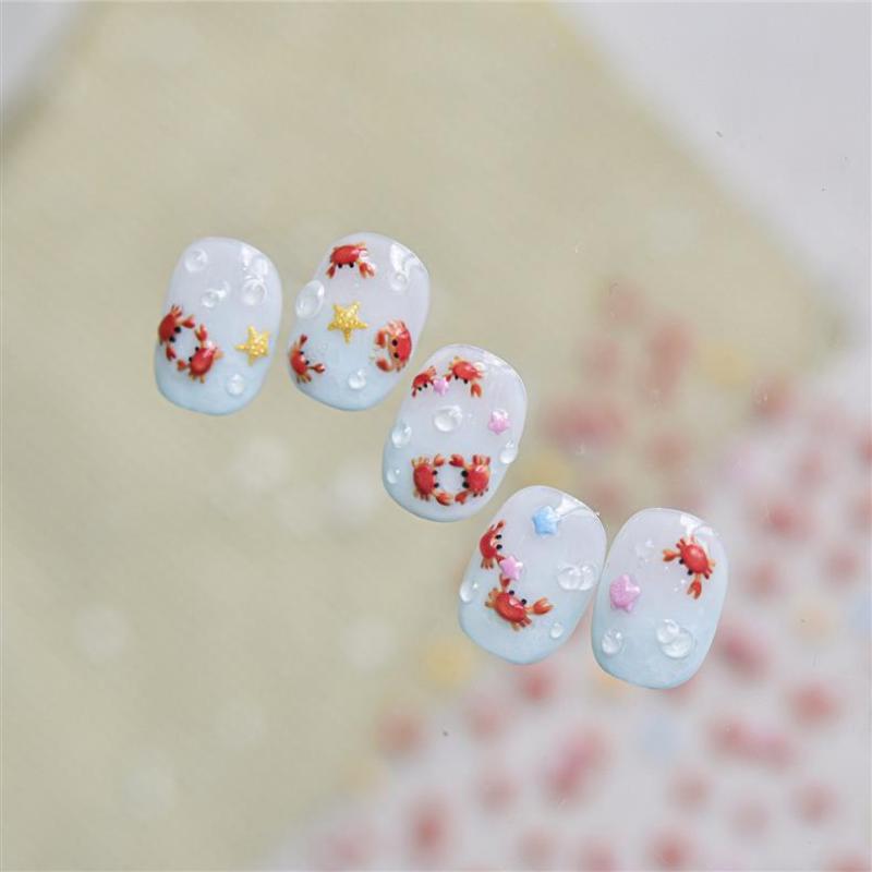 1Pcs 3D Cartoon Nail Art Stickers With Cute Crab Duck Starfish Designs Self Adhesive For Home Diy And Professional Salon Use