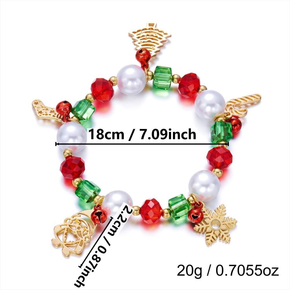 Imitation Pearl Christmas Beaded Bracelet Alloy Christmas Jewelry  Holiday Outfit Accessories