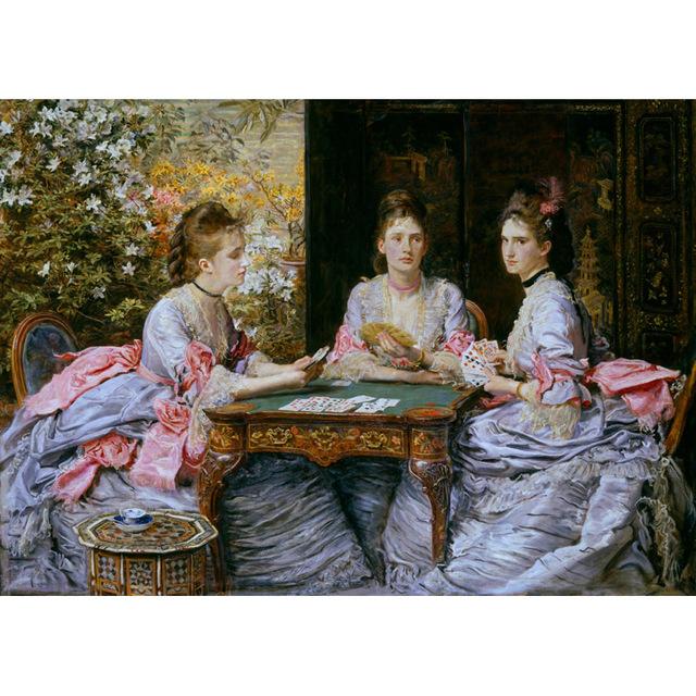 Europa Mädchen Malerei Vintage Ölgemälde auf Leinwand Wandkunst Drucke Klassische Poster und Drucke für Wohnzimmer Kein Rahmen