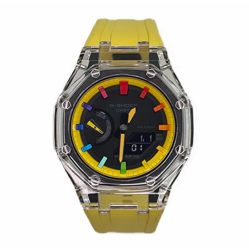 

CASIO Men Liquid Crystal,Analog Dual Display Series 44mm Black Watch GA-2100-1A1(Watch3--) Glacier Nightfall Rainbow