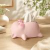 Cute Lying Pig Ceramic Tissue Box Large Capacity Decorative Ceramic Pig Tissue Box Household Ornament Paper Towel Holder