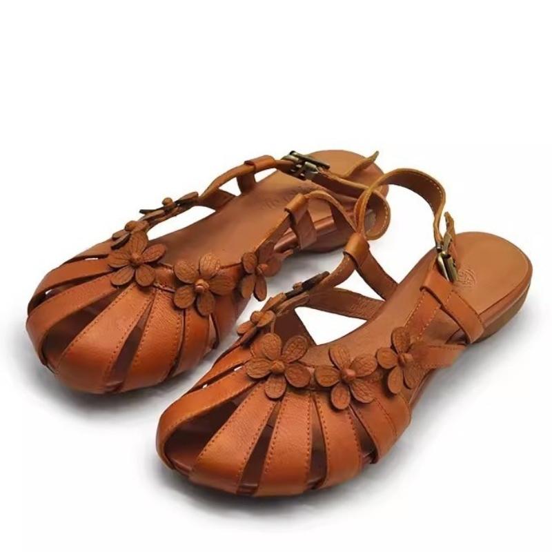 Fashion Sweet Flower Decoration Thick Bottom Sandals Women Fashion Narrow Band Back Tied Buckle Designer Shoes Summer Sexy Beach Sandals