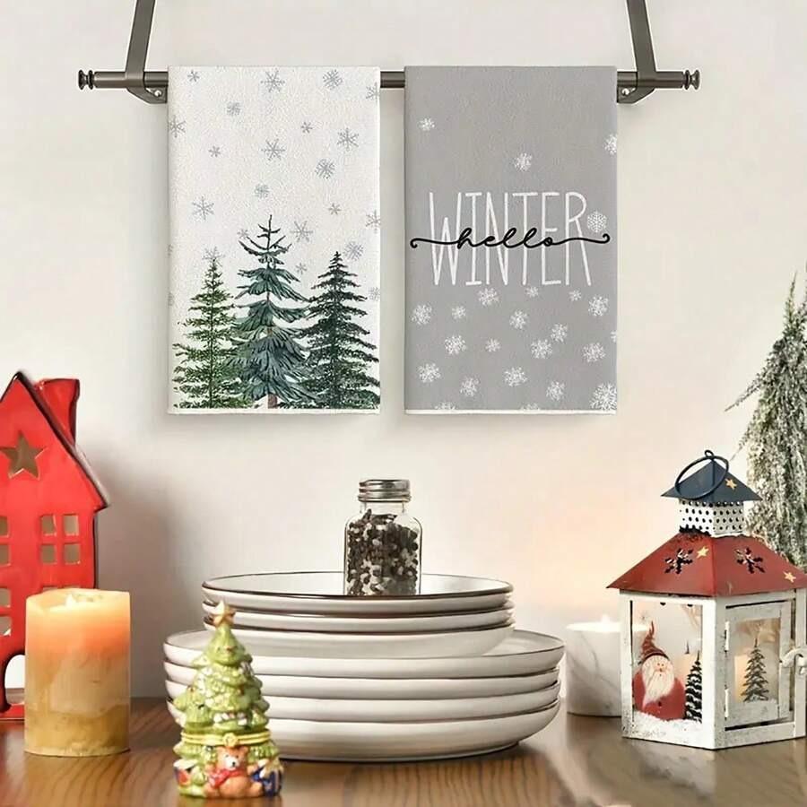 1pc/2pc/4pc/pack Christmas Scrub Sponge Creative Kitchen Dish Cloth Festive Cleaning Decor for Home & Table Kitchen Dish Towel Xmas Cleaning Supplies