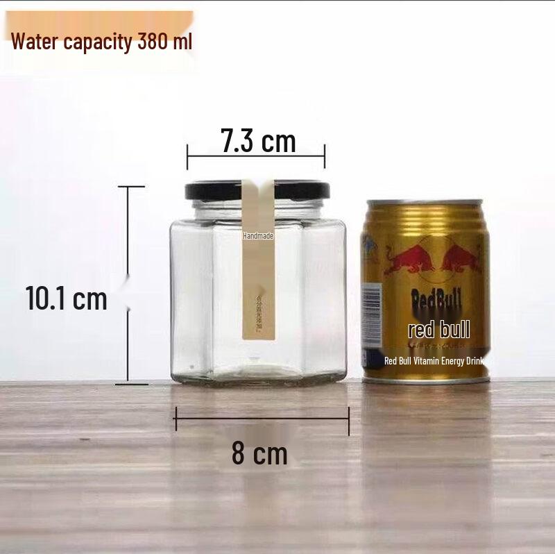 ZISIZ Hexagonal Food Grade Glass Jar with Lid