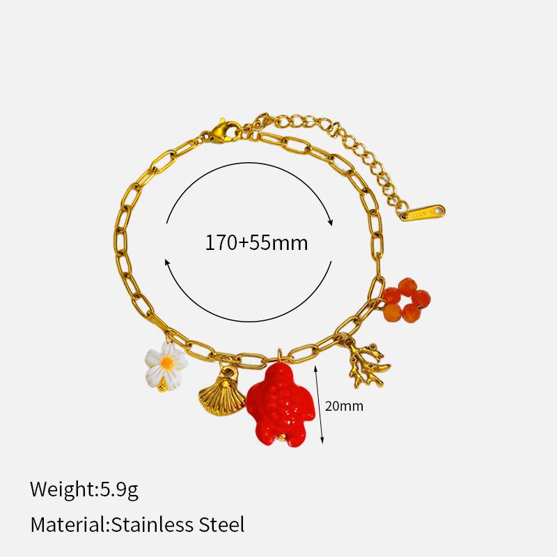 Ivanda Factory Bracelet Jewelry Stainless Steel Marine Life Series with Tassel Conch Starfish Shell Bracelets Set