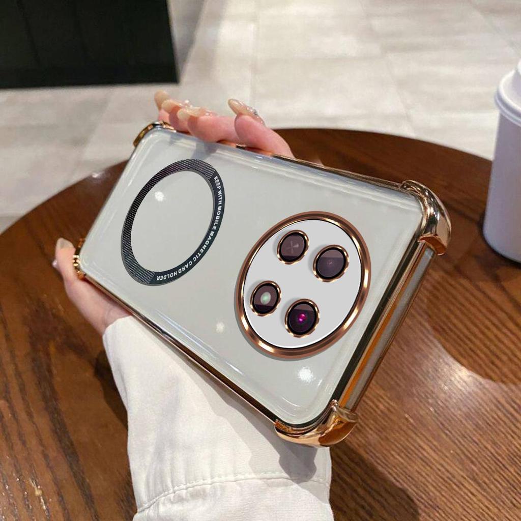 Case for HUAWEI Nova Y91 Clear Magnetic Casing Electroplated Lens Frame Phone Cover