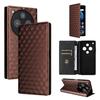 Cubic Grid Texture Flip Leather Phone Case