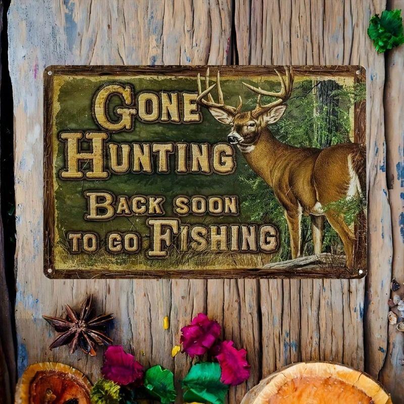 

Metal Wall Art Deer Hunting Cabin Retro Sign for Bar Garage