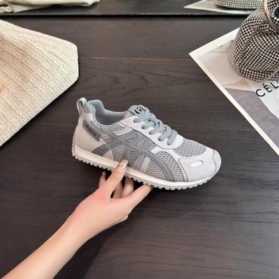 Kontrastfarbenes Spleiß-Plateau Deutsche Trainingsschuhe Damen 2025 neu retro vielseitig Mesh transparent lässig Forrest Gump Schuhe