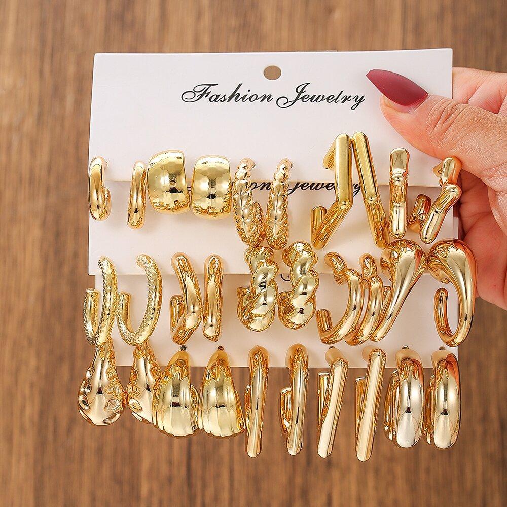 New exaggerated acrylic earrings, plain hoop, round electroplated stud earring set, niche and sophisticated accessories for women