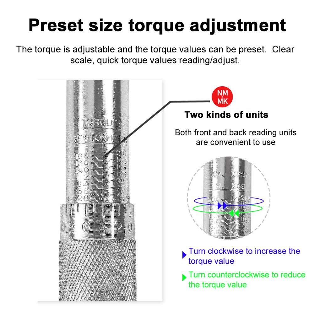 Sada nastavitelných momentových klíčů Sada 12palcových 38palcových hnacích klíčů 28-210N.m jízdní kolo s ručním nářadím