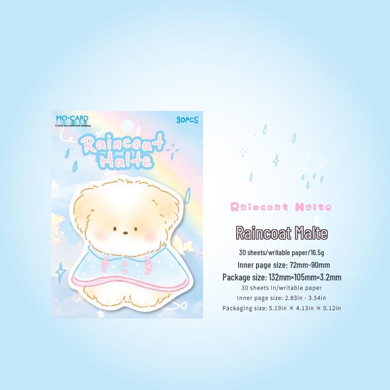 Momo Raincoat Cute Paw Sticky Notes Set - Cartoon Student Writable Memo Pads