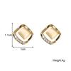 Exquisite Hollow Square Opal Crystal Stud Earrings for Women New Fashion Beautiful Crystal Ear Jewelry