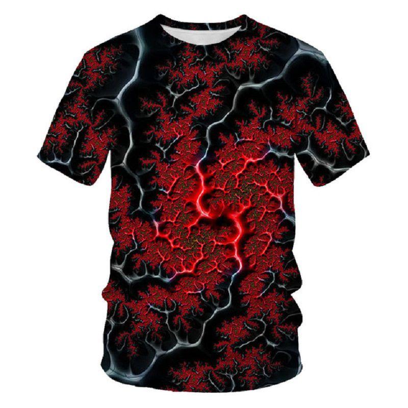 

3d Men Printed Tshirt Short Sleeve Loose Uniquely Raindrop Oneck Summer Tops Black Red,5XL