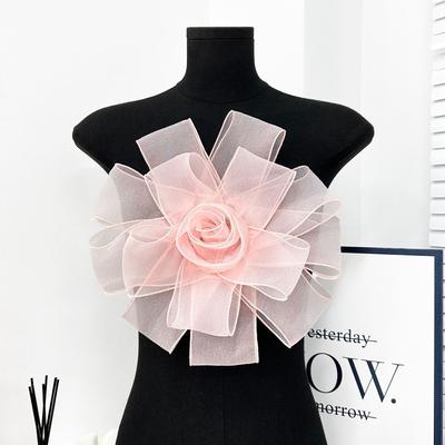 Exquisite Mesh Dress Cloth Patch Multi-Layer Rose Flower Flower Brooch Sew On Patch Dress Decorative Chest Flower